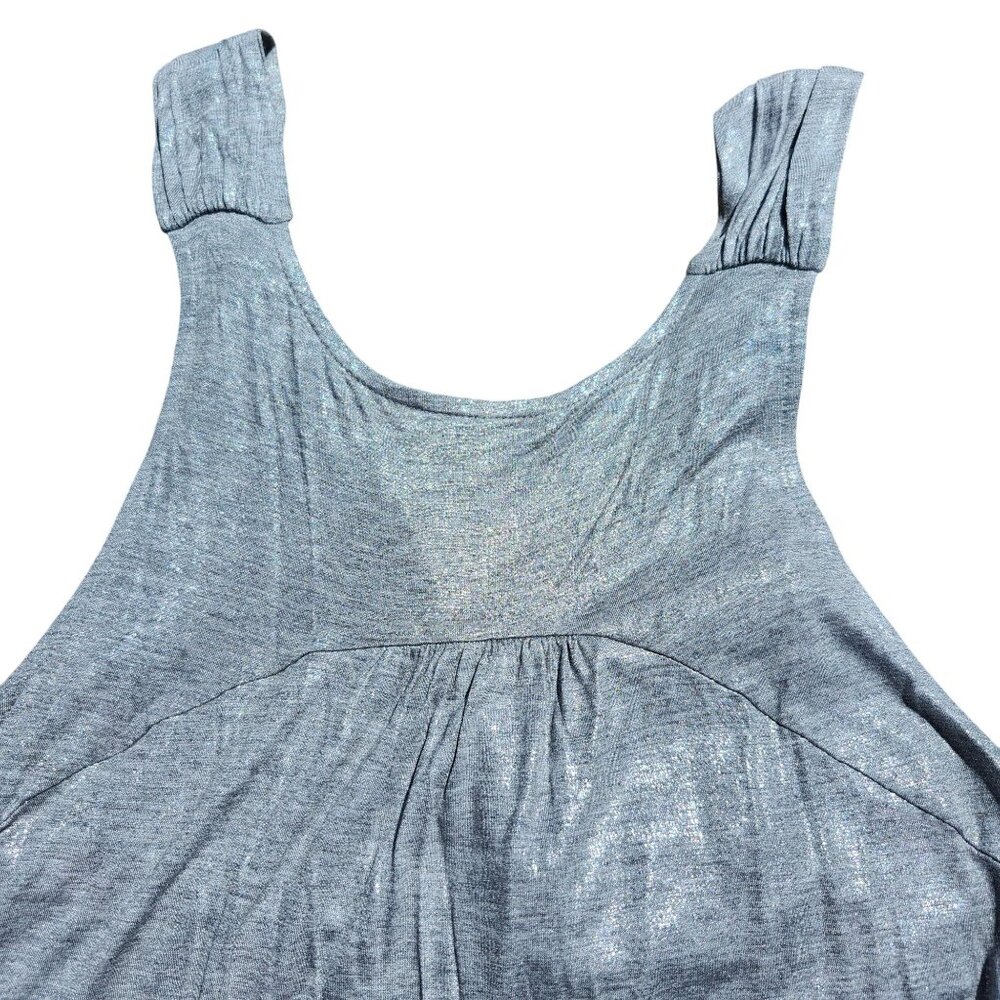 French Connection Women's Large Sleeveless Shimmery Silver Twist Front Dress - Picture 4 of 7